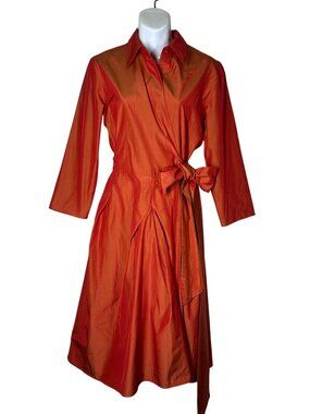 Max Mara Tabata Wrap Shirt Dress Womens Size 6 Capsule Timeless Minimalist Work